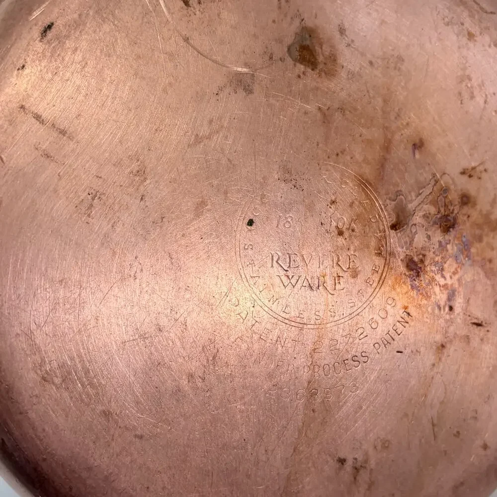 Revere Ware Saucepan 2 Quart Copper Bottom Double Ring Stamp No Lid